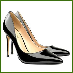 Manmade Patent Pointed Toe Stiletto Pumps Slip On Wedding Shoes